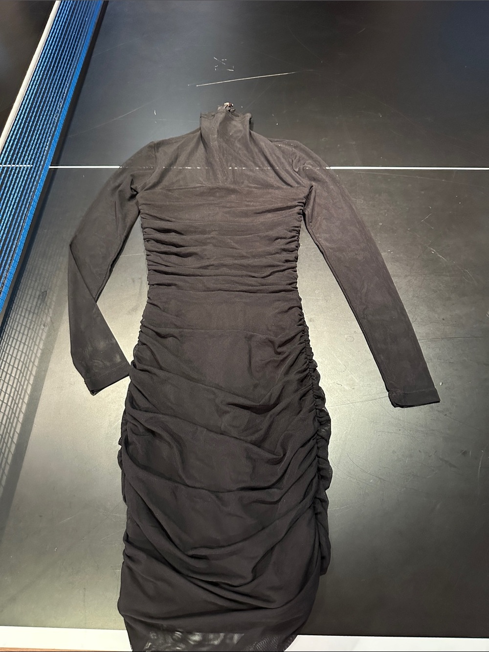 Nookie Black Long-Sleeve Ruched Turtleneck Dress